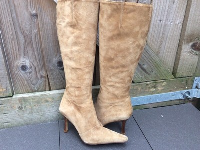 tan suede knee high boots uk
