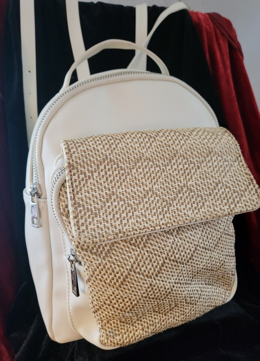 Madden Girl Small Backpack-Cream w/brown&cream weave on  display picture 2