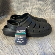 Rugged Shark Clogs Mens Size 7 Black Slip On Water Shoes Sandals Lightweight