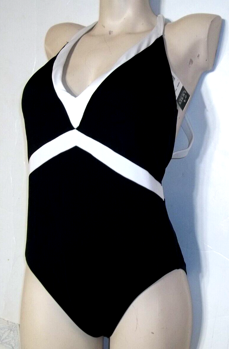 Ralph Lauren::ワンピース:6[RESALE] NEW Ralph Lauren 6 tank swimsuit solid black white trin 1 pc