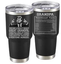 Trump Grandpa Funny Coffee Mug Gift For Father's Day Cup Tumbler 30oz Black