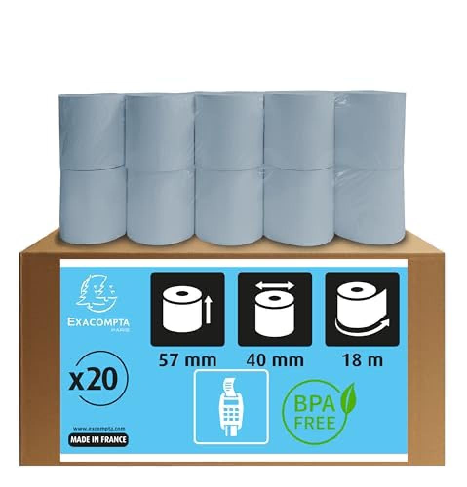 (TG. 57x40mm) Exacompta - Rif. 40951E - Confezione da 20 rotoli termici per cart