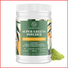 SUPER GREENS POWDER Supplement for Gut Energy Immune 30 Servings SUNDHEDSLIV