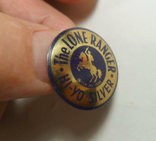 Lone Ranger Pinback VINTAGE 1938 LONE RANGER HI YO SILVER BRASS BLUE PINBACK BUTTON NICE ...