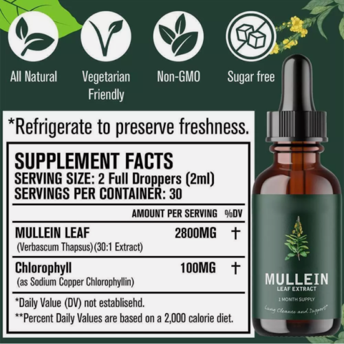 Mullein Leaf Extract Drops 60ml Lung Cleanse Respiratory Herbal Drop Health Care - Picture 4 of 9