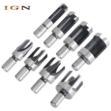 Cutting Shank Drill Bit Set 8 Pcs Carbon Steel Wood Plug Hole Cutter Dowel Maker