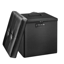  Small Ottoman with Storage, 13 x 13 x 13 inch 13"D x 13"W x 13"H Black