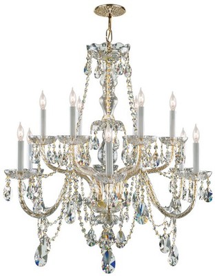Crystorama , Traditional Crystal Chandelier Lighting, 12 Light, 720 Watts, Brass