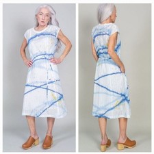 NEW Raquel Allegra Alice Eyelet Shift Dress in Blue Watercolor US Size Small 4/6