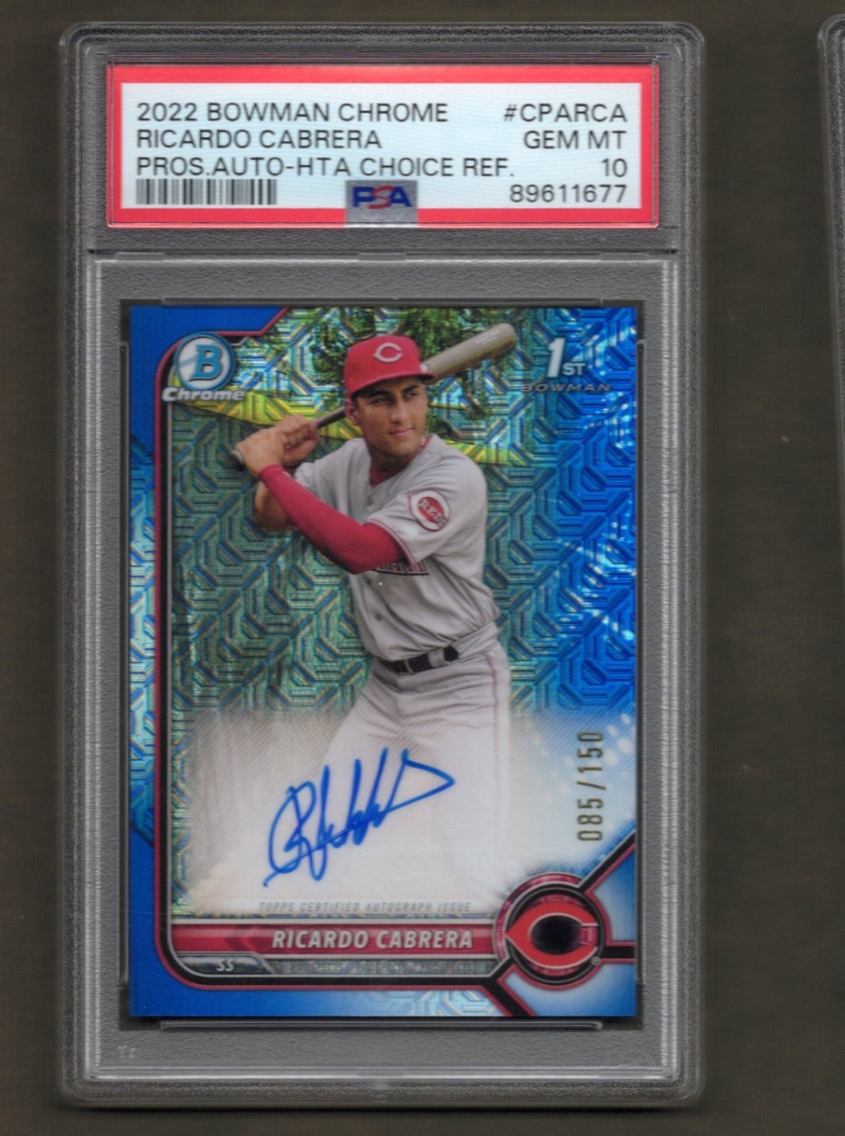 2022 Bowman Chrome Ricardo Cabrera 1st Auto 085/150 HTA Choice PSA 10 GEM MINT