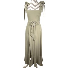 Show Me Your Mumu Claire Midi Dress Sage Green Moss Tie Shoulder Smocked Small