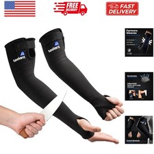 Cut Resistant Farmers Sleeves with Thumb Hole, Protective Arm Sleeves, for Ga...