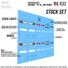 1/64 NISSAN SKYLINE GTR R32 Custom Scale WaterSlide Decals Headlight for Hot