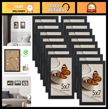 Set of 15 Black 5x7 Photo Frames for Wall  Tabletop Display, HD Plexiglass
