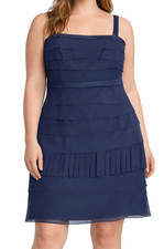 White by Vera Wang Chic Navy Tiered Cocktail Dress Size 14 NWT Wedding $158