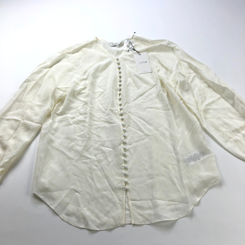 Joie Shariana NEW Large $278 100% Silk Oversized Button Top Blouse Ivory HRJ