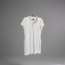 Tommy Hilfiger Stretch Cotton Slim Fit Shirt Dress White Womens Sz L Active Wear