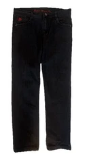 Patrol Super Jeans Co Men’s Denim Black Pants Red Silver Embroidered Stitching,