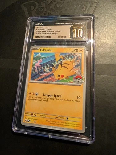 Pokemon Pikachu #190 (World's Stamp 2024) Black Star Promo - CGC 10 PRISTINE