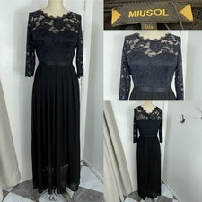 Miusol Size S Black Formal Evening Long Dress. Lace Bodice.