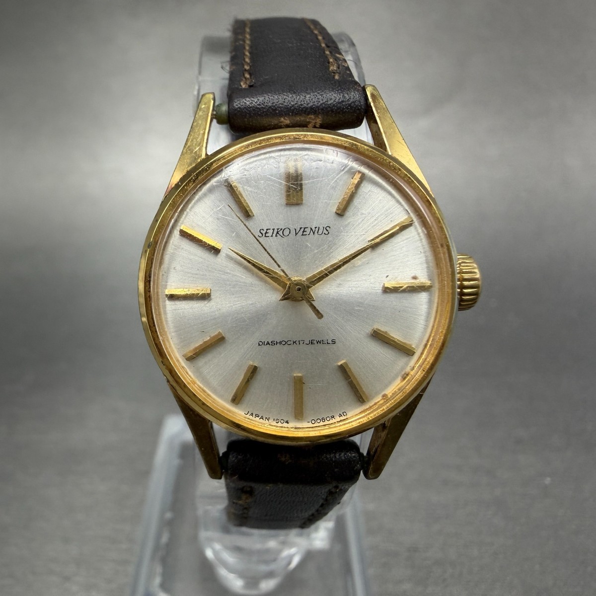 Seiko Venus Watch Women 23mm Silver Dial Gold Tone Round Manual