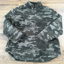 UGG Women’s Koolaburra Brushed Back Sherpa Pullover Size 1X CAMO Fuzzy 1/4 Zip