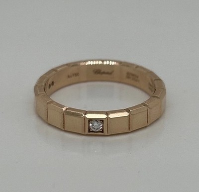 Chopard Ice Cube 0.03ct Diamond 18k Rose Gold 4mm Band Size 9.25 Ring