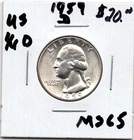 1959 D Silver  US 1/4 Dollar Coin -  BU