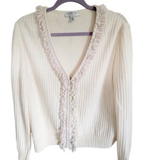 St John Sport By Marie Gray XL Zip Cardigan Sweater Santana Knit Vintage Spots 