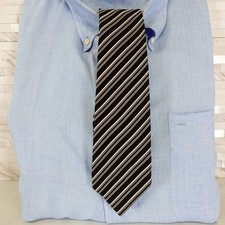 Neck Tie Mens Black White Striped Simple Suit Designer Modern Slim Skinny FAIRY