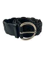 Talbot's Women's Black XL 50" Braided Leather Woven Waist Belt