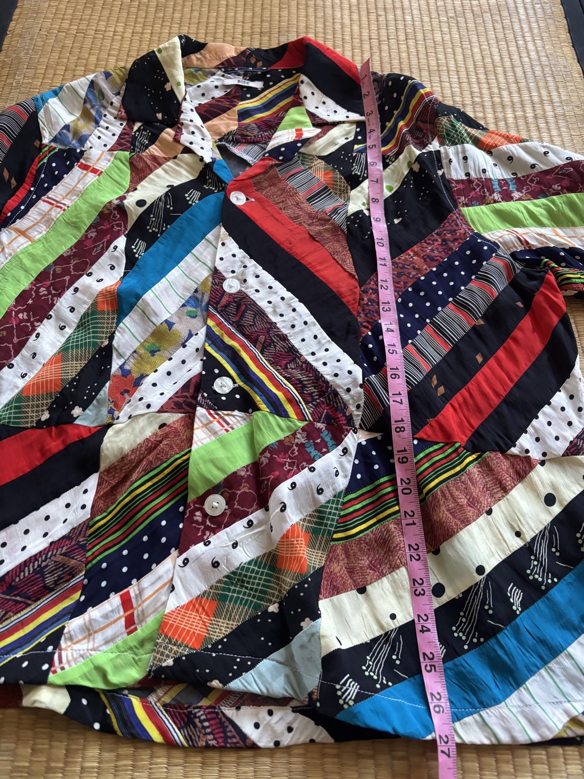 Bode authentic Patchwork viscose button down shor… - image 10