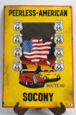 Vintage Socony Peerless American Route 66 Porcelain Gas Oil Sign 16  Advertising