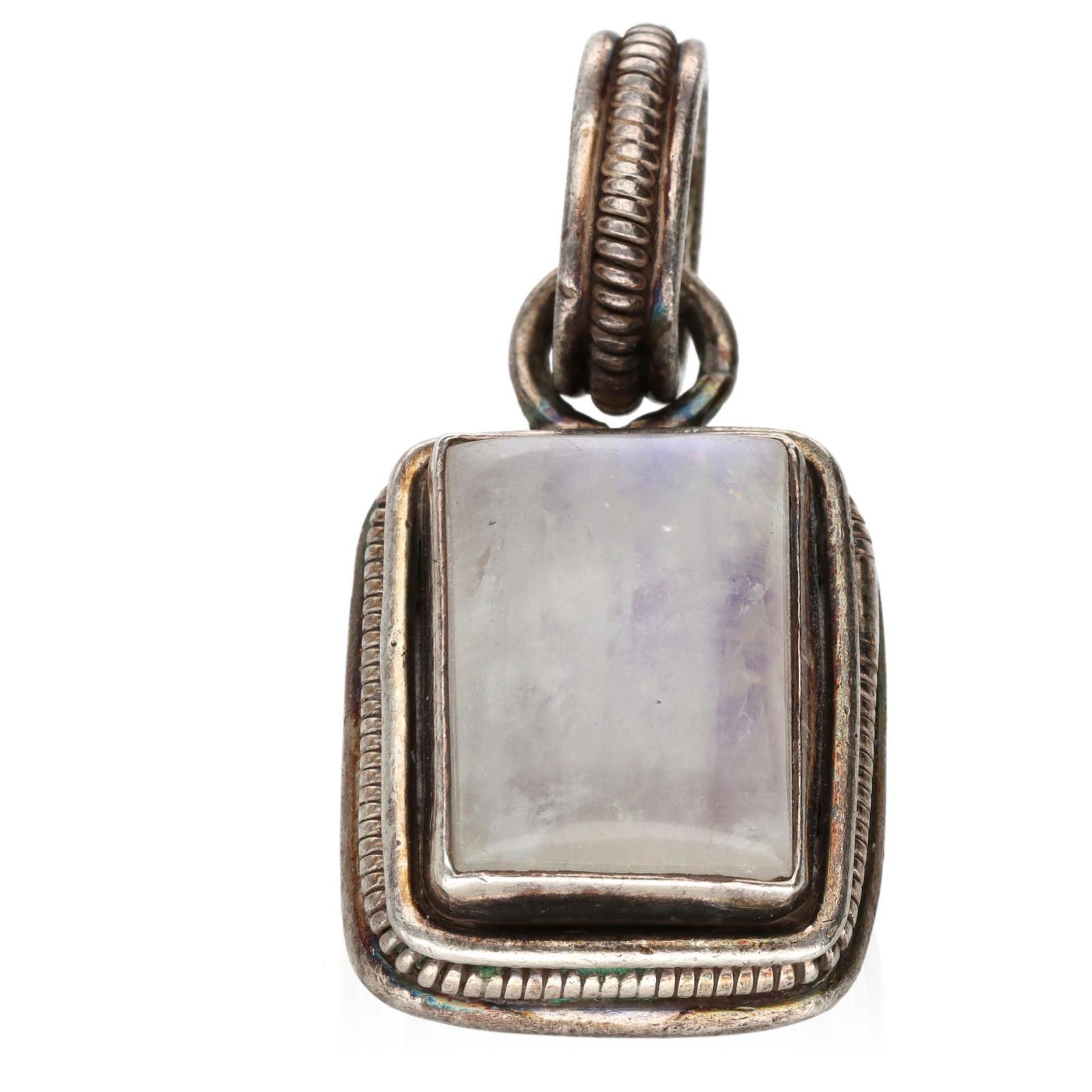 Sterling Silver Moonstone Rectangular Pendant 0.7… - image 1