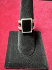 Vintage Sterling 925 Silver With Black Onyx Inlay Ring Size 8
