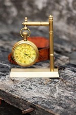Brass Table Top Desk Clock Unique Watch Decorative Antique Collectible Vintage