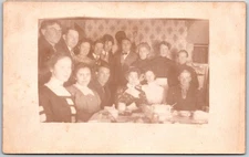 Sepia Photograph, Early 20th Century Family, Social Gathering Around, Postcard