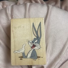 Bugs Bunny Looney Tunes Rubber Stamp Wood Base 2.25"X3" All Night Media
