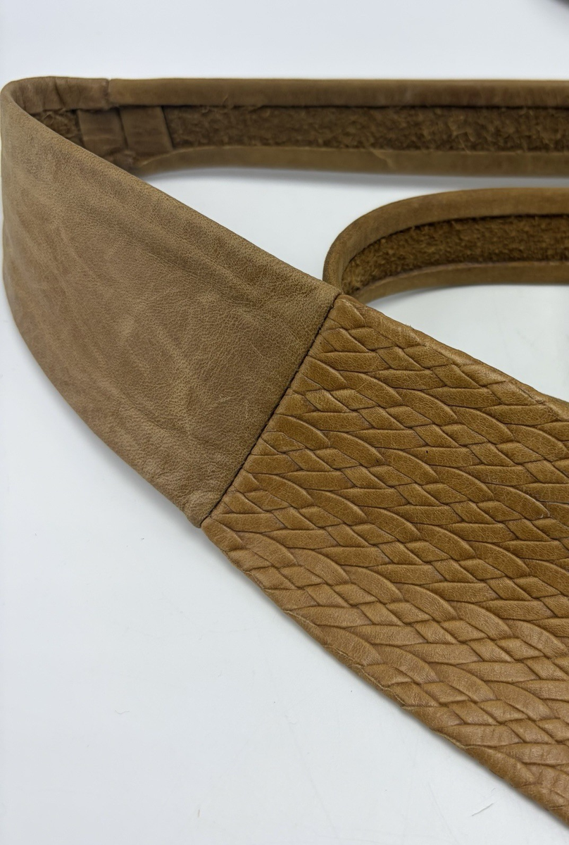 ADA Collection Leather Wrap Belt Womens Small Medium Tie Tan 