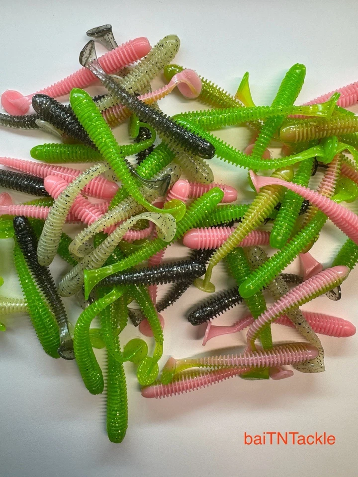 100pc PANFISH ASSORTMENT 1" to 2" SOFT PLASTIC BAITS Crappie Fishing Lures Trout - Image 3 of 4