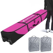 Rolling Ski Bag, Padded Snowboard Bags with Wheels for Air 190cm Purple