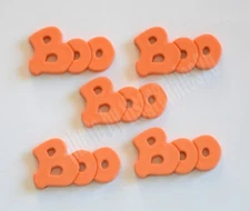 5 Boo Worded Flat Back Button Embellishments / Halloween Crafts / Ghosts