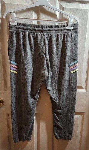 Women's Inspired Hearts XL Gray & Multicolored Pastel Stripes Jogger Pants- NWT - Picture 6 of 8