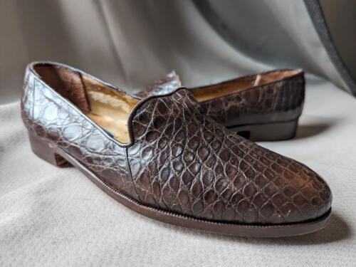 vintage ITALY made COLE HAAN bragano CROCODILE shoes 10.5 M loafers ALLIGATOR - Afbeelding 1 van 18