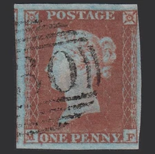 B47_20 GB QV 1841 1d VERY BLUED PLATE 107 SG8A-B1(2) MF VFU 4M IMPERF