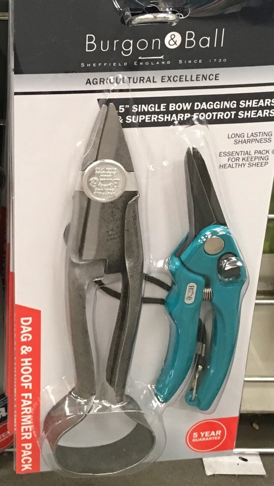 Burgon & Ball Dag & Hoof Farmer Pack 3.5” Single Bow Dagging Shears & Foot Shear