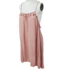 Francescas Swim Fringe Boho Coverup Size L Pink Tassle Sheer Tie Back Festival