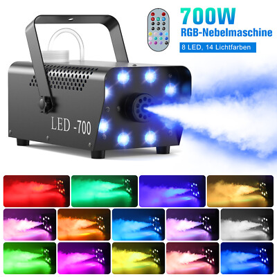 700W Nebelmaschine Rauch Effektmaschine 8 LED RGB Bühnenlicht Party Disco Show
