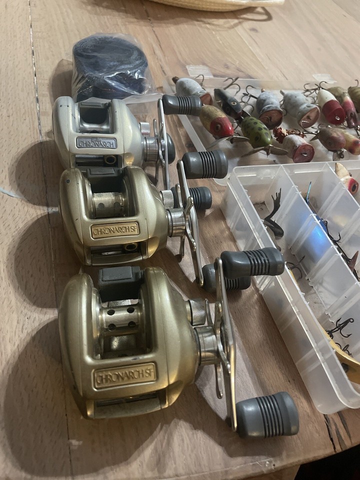 Vintage Fishing Tackle Lot And Shimano Chronarch Bait Casters eBay