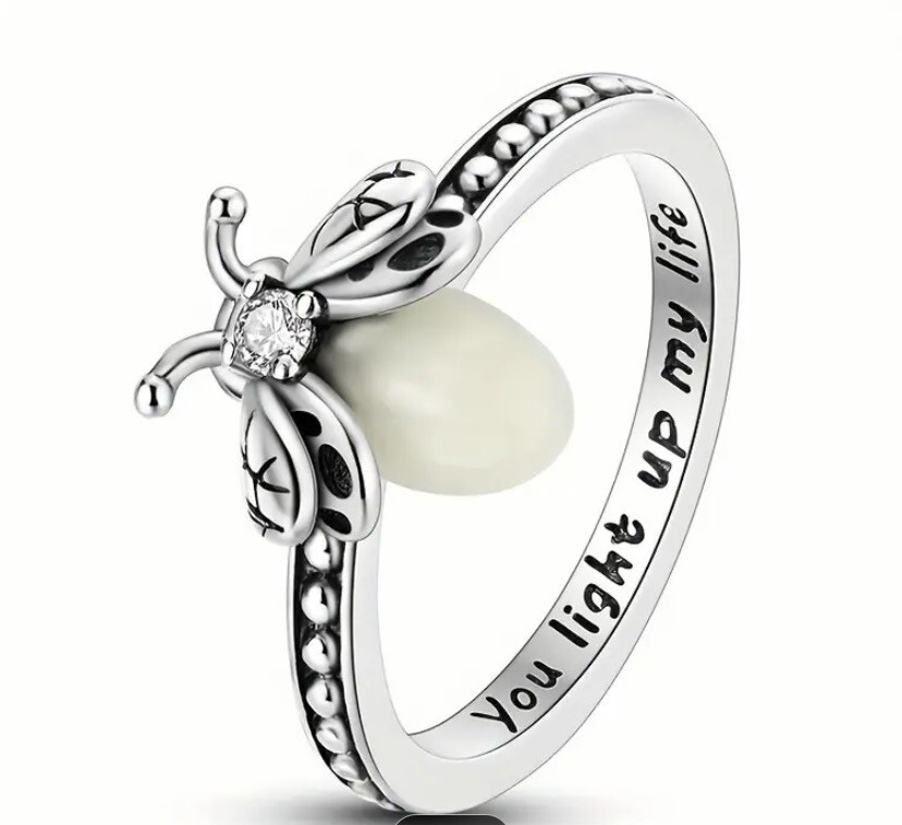 ★TOU★ [Silver 925] WAV402 illuminated Ring 925 silver ring Size 7 Lightning Bug Light Up Ring With